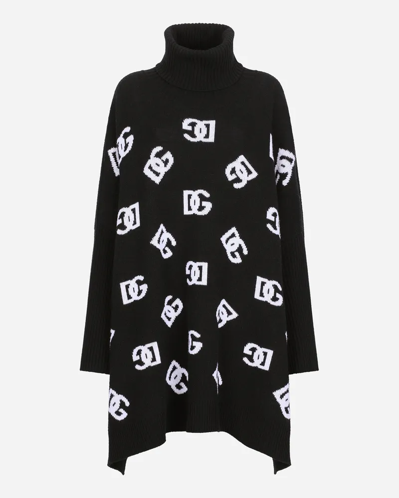 Dolce & Gabbana Poncho Aus Wolle Mit Dg-jacquardlogo - Frau Mäntel Und Jacken Mehrfarbig Print