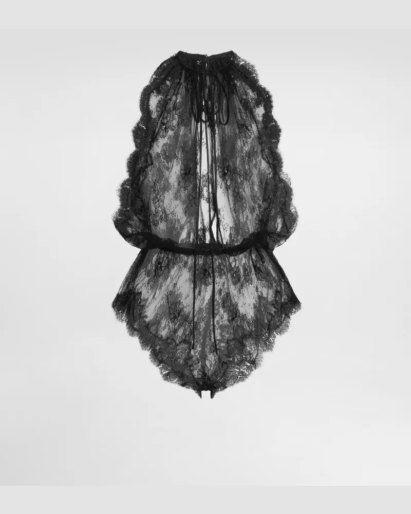Dolce & Gabbana Lace Bodysuit - Frau Unterwäsche Schwarz Schwarz
