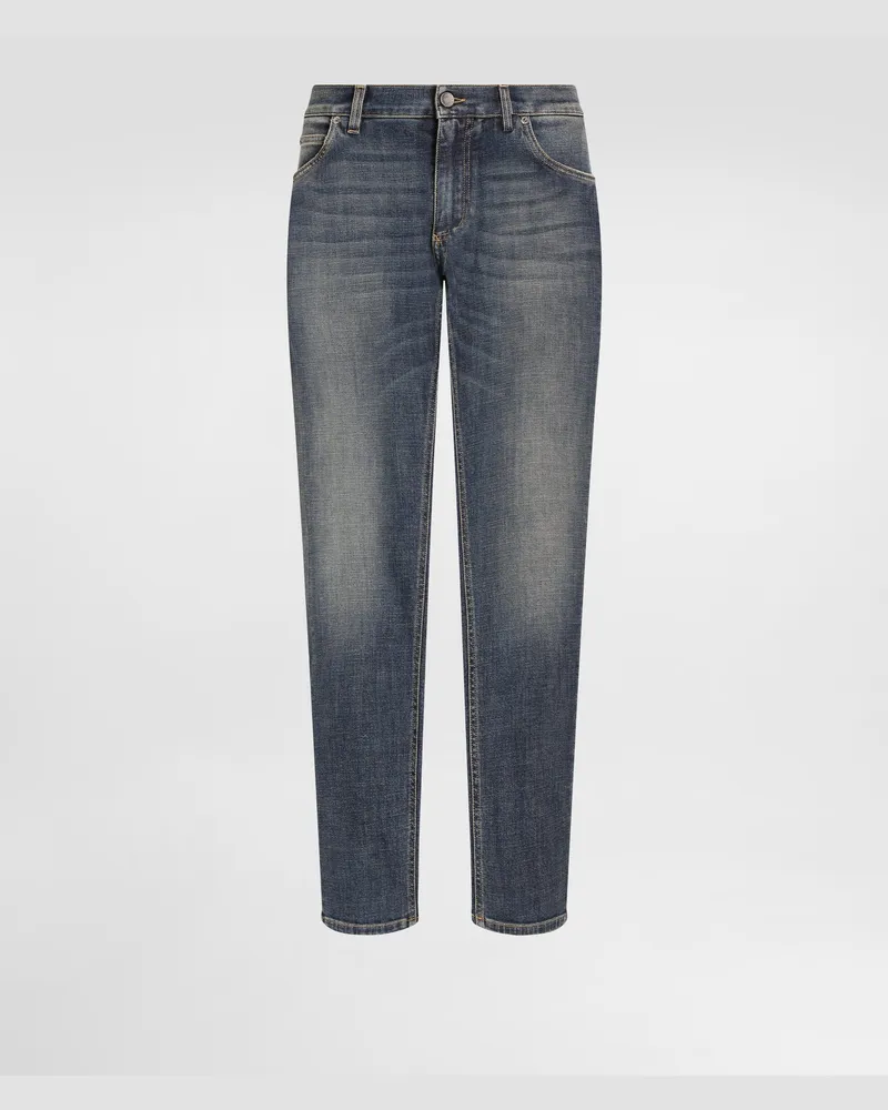 Dolce & Gabbana Jeans Regular Stretch Blau Gewaschen - Mann Jeans Mehrfarbig Baumwolle Mehrfarbig