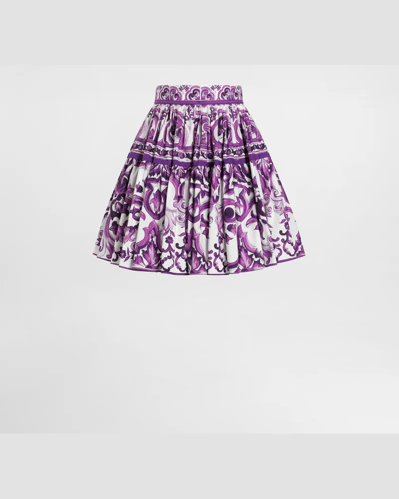 Dolce & Gabbana Majolica-print Poplin Short Skirt - Frau Röcke Multicolor Multicolor