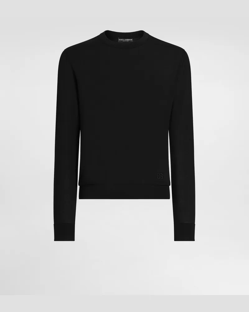 Dolce & Gabbana Rundhalspullover Aus Seide - Mann Strickwaren Schwarz Schwarz