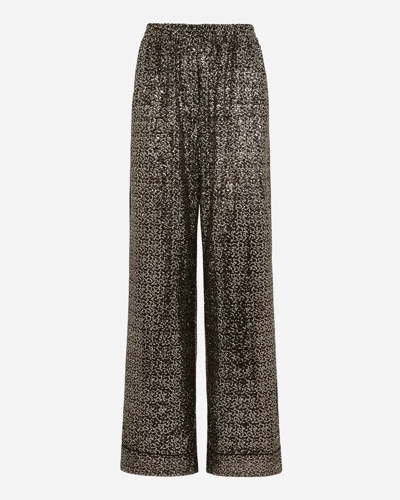 Dolce & Gabbana Pyjamahose Aus Pailletten - Frau Hosen Und Shorts Mehrfarbig Silber