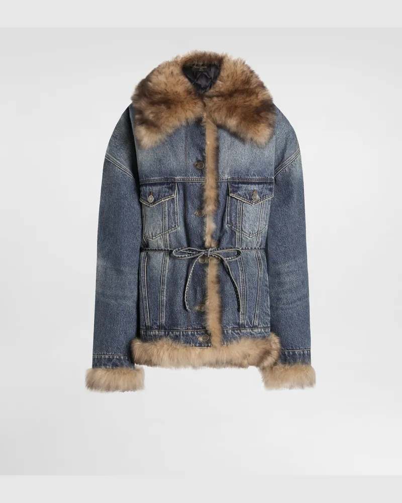 Dolce & Gabbana Denim Jacket With Fur - Frau Denim Mehrfarbig Multicolor
