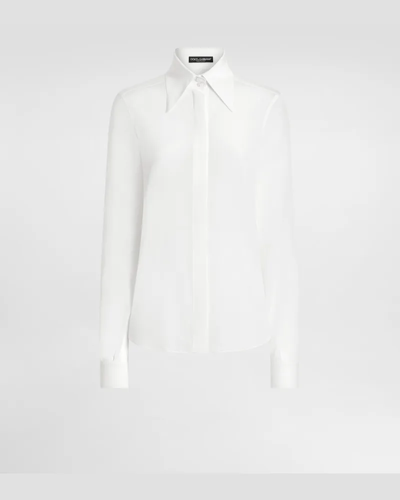 Dolce & Gabbana Bluse Aus Crêpe De Chine - Frau Blusen Und Tops Wei Weiss