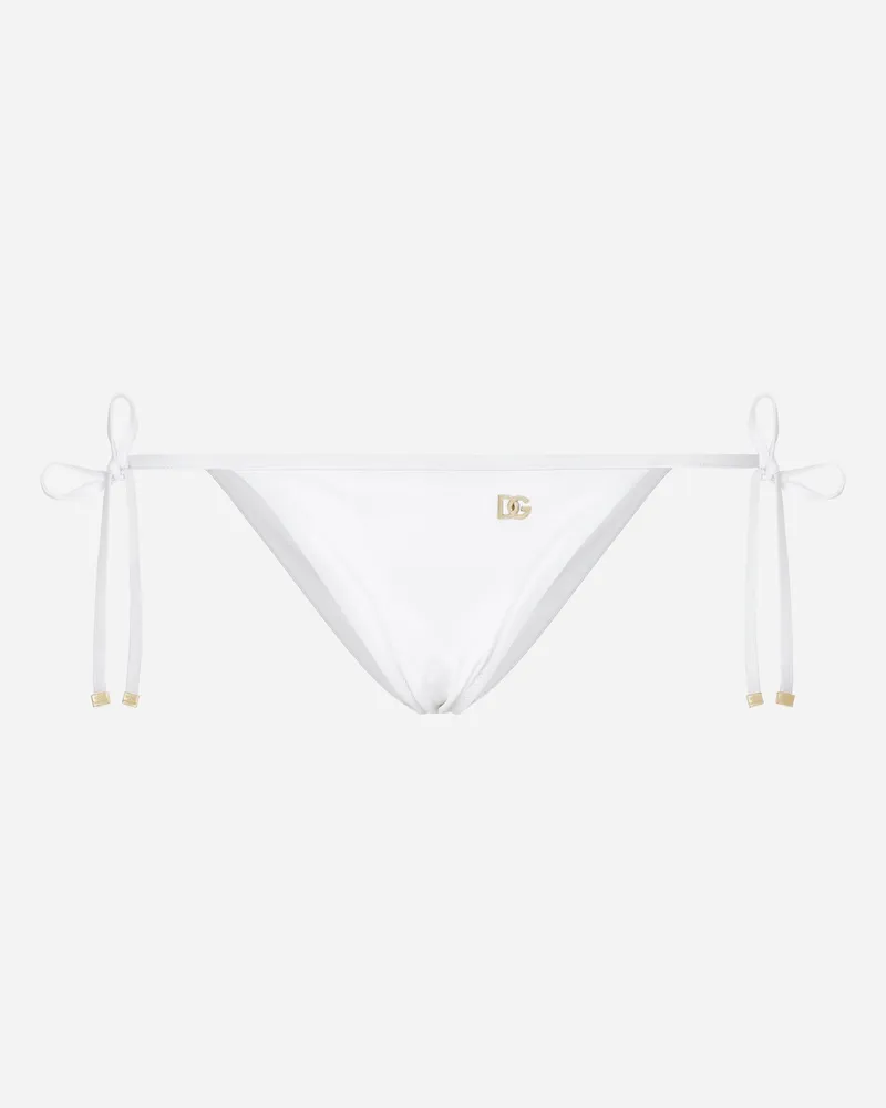 Dolce & Gabbana Bikinislip Mit Bändchen - Frau Bademode Wei� Jersey Weiss