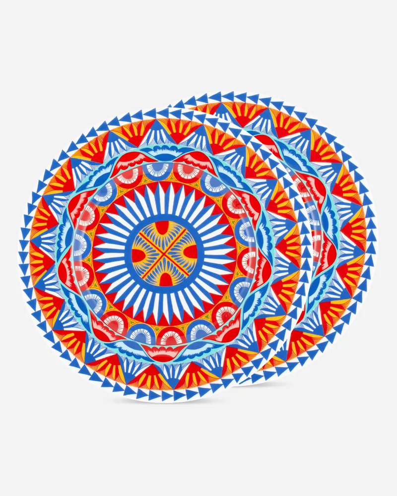Dolce & Gabbana Set 2 Dinner Plates In Fine Porcelain - Flache Teller Mehrfarbig Mehrfarbig