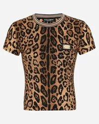 Dolce & Gabbana Kurzarm-T-Shirt Crespo im Leoprint Drucken