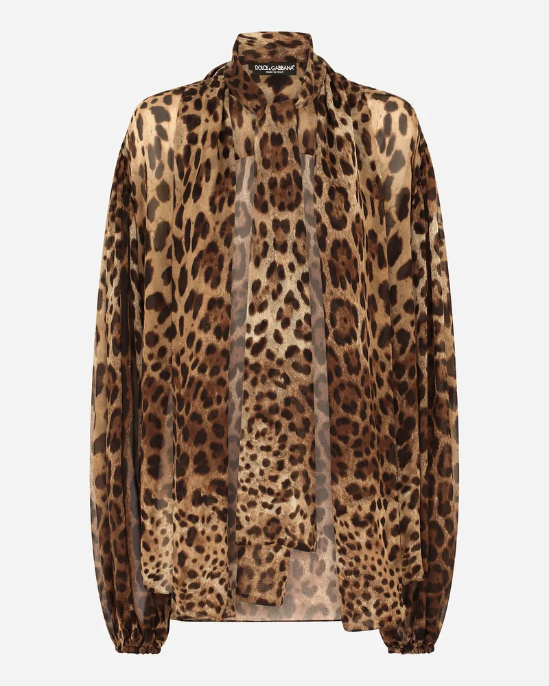 Dolce & Gabbana Leopard-print Chiffon Shirt - Frau Blusen Und Tops Animalprint Animal-print