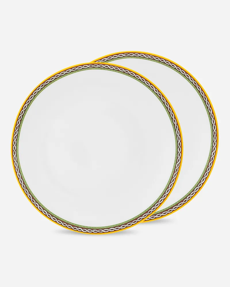 Dolce & Gabbana 2er-set Flache Teller Aus Porzellan - Flache Teller Mehrfarbig Mehrfarbig