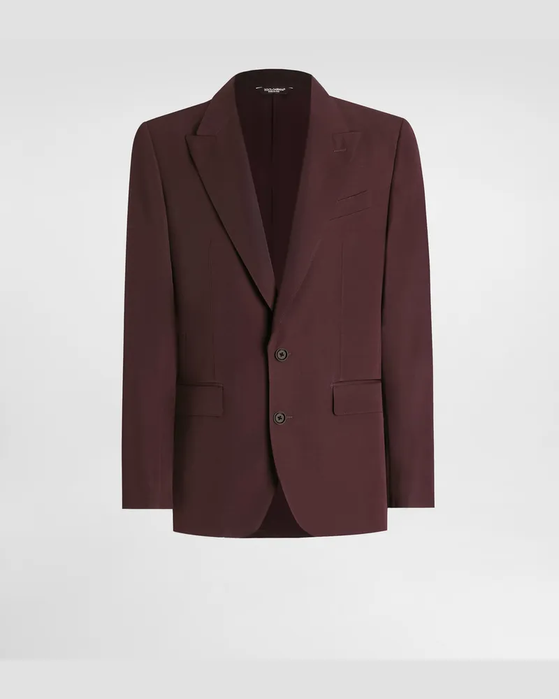 Dolce & Gabbana Einreihige Jacke aus Wolle in Leinwandbindung Mehrfarbig