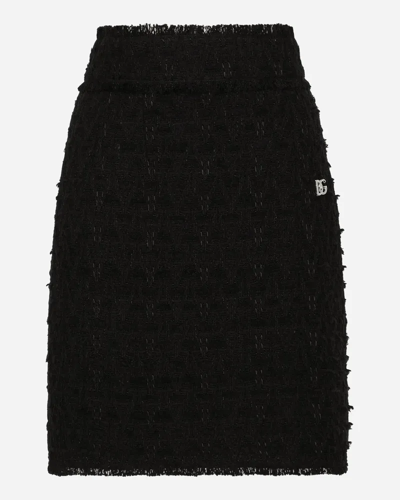 Dolce & Gabbana Rock Aus Flechtgewebe Mit Seitenschlitz - Frau Röcke Schwarz Schwarz