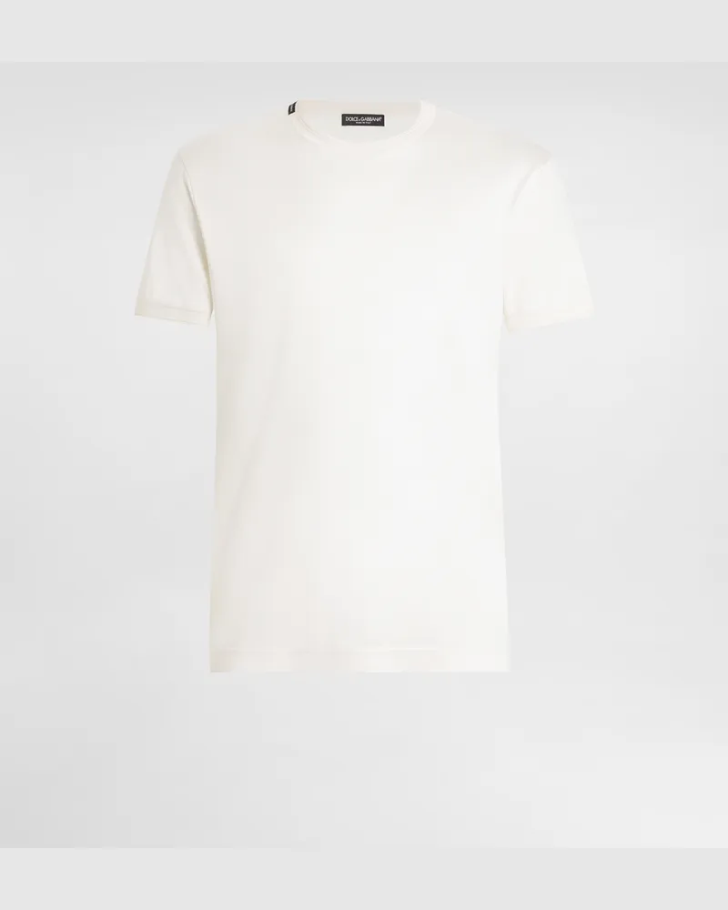 Dolce & Gabbana Short-sleeved Silk T-shirt - Mann Collection Wei White