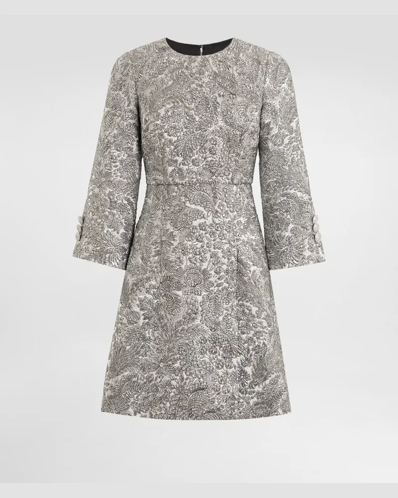 Dolce & Gabbana Floral Lamé Jacquard Dress - Frau Collection Silber Silver