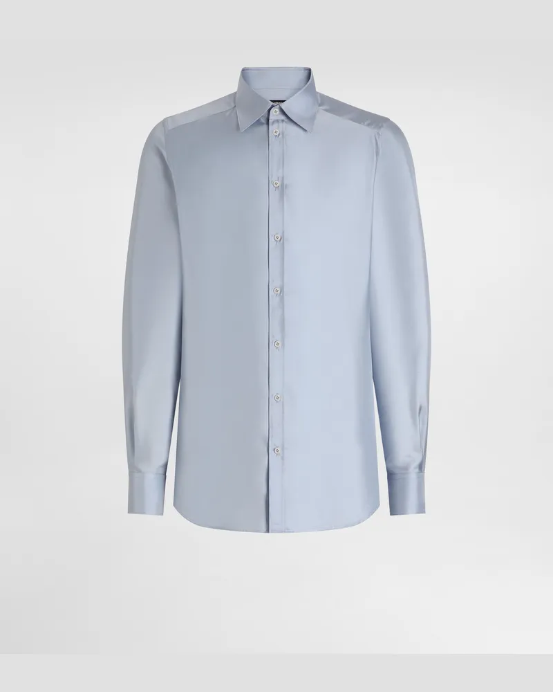 Dolce & Gabbana Martini Shirt In Silk Twill - Mann Hemden Hellblau Azure