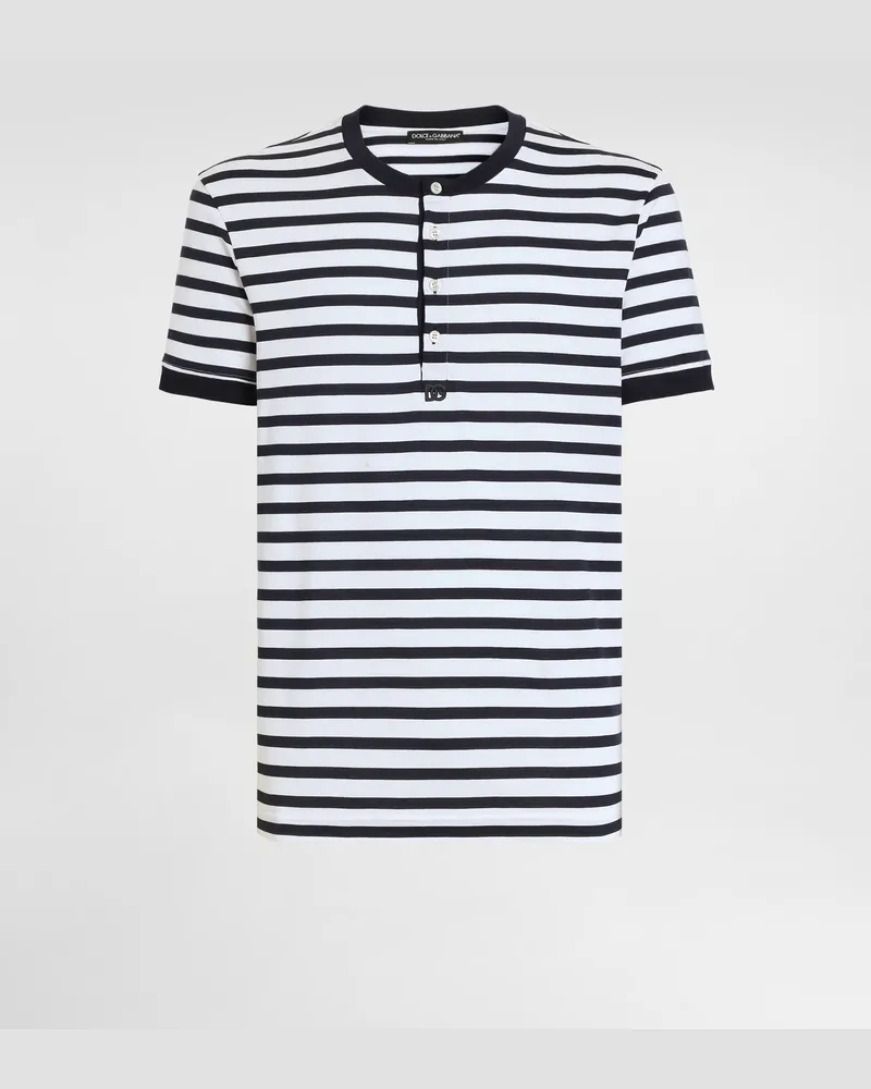 Dolce & Gabbana T-shirt Serafino Aus Baumwolle In Streifenoptik - Mann T-shirts Und Polos #n/d Mehrfarbig