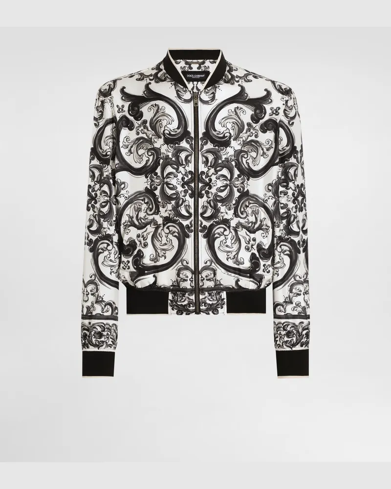 Dolce & Gabbana Jacke Aus Twill Mit Majolika-print - Mann Mäntel Und Jacken Mehrfarbig Mehrfarbig