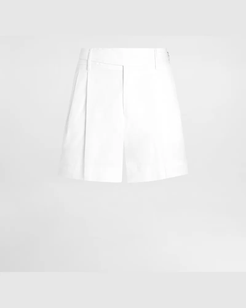 Dolce & Gabbana Kurze Bermudas Mit Doppelter Bundfalte Aus Baumwollgabardine - Mann Hosen Und Shorts Wei Weiss