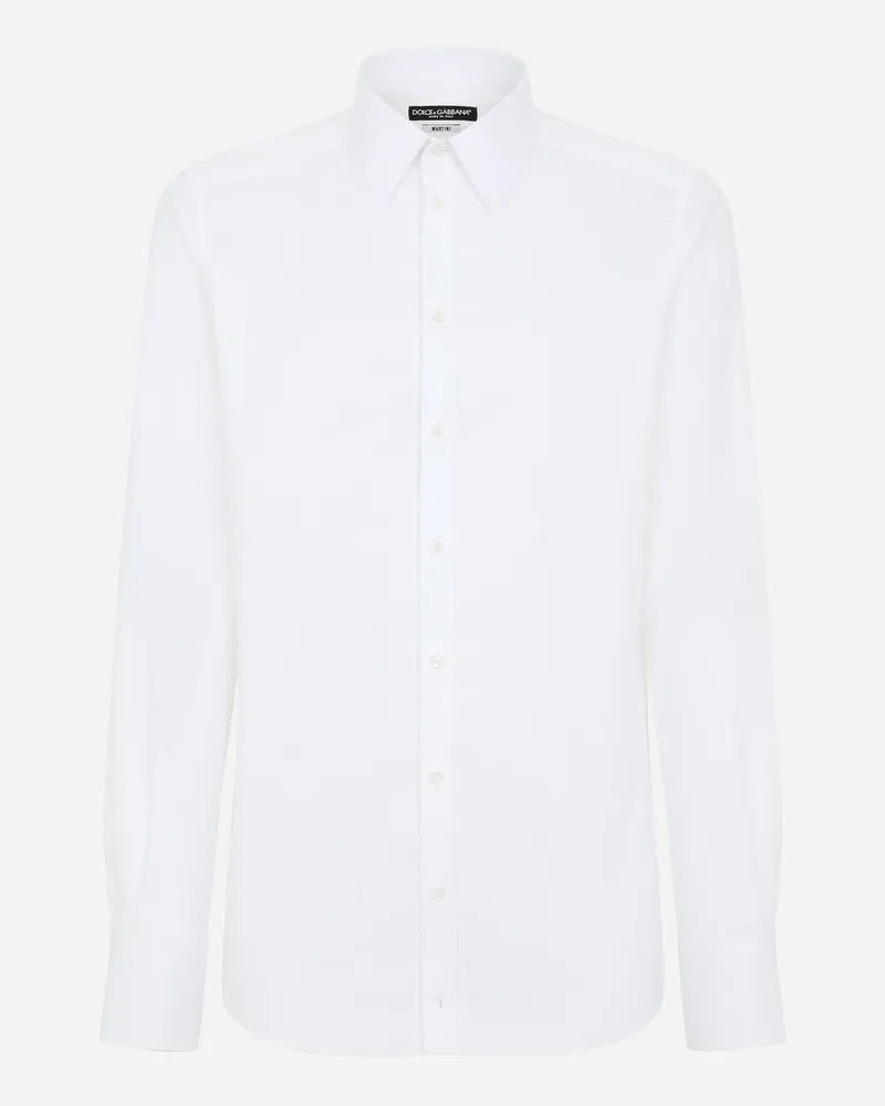 Dolce & Gabbana Hemd Martini Aus Baumwolle Mikro-jacquardmuster - Mann Hemden Wei� Baumwolle Weiss