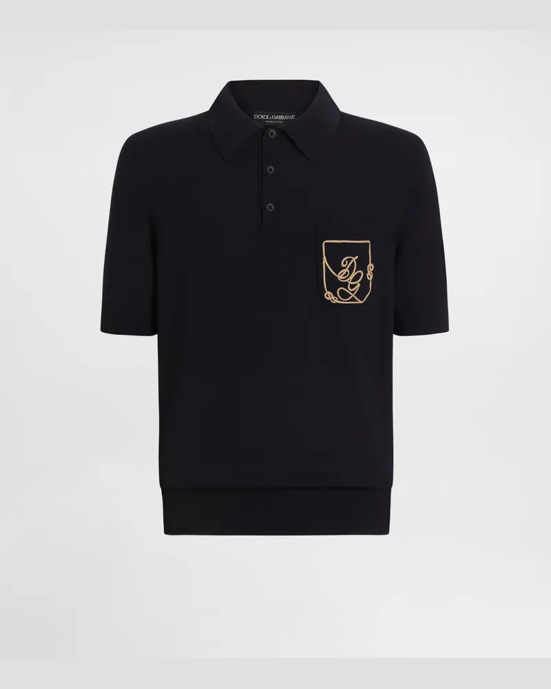 Dolce & Gabbana Polohemd Aus Schurwolle Mit Logo - Mann Collection Blau Blue