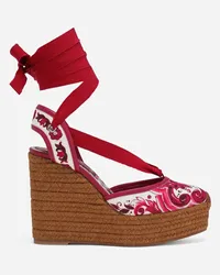 Dolce & Gabbana Wedges aus Brokat mit Print Mehrfarbig