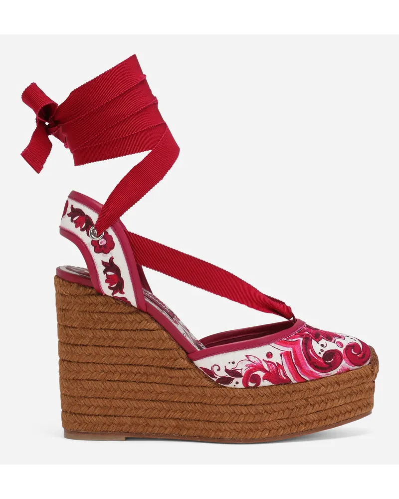 Dolce & Gabbana Wedges aus Brokat mit Print Mehrfarbig