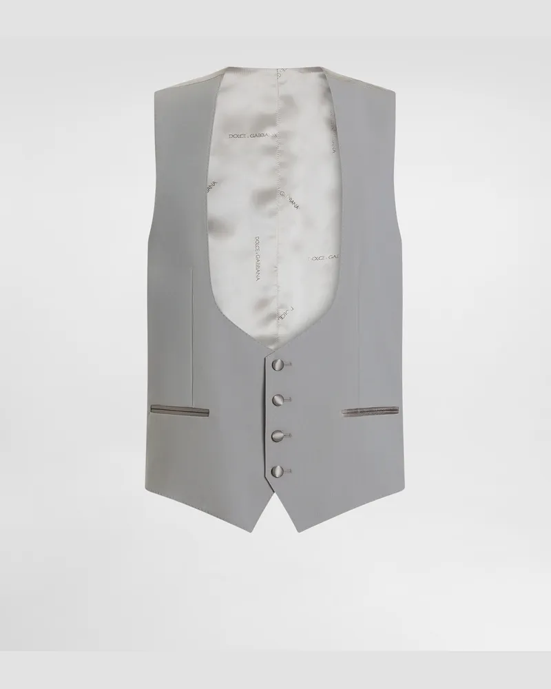 Dolce & Gabbana Micro-rib Tuxedo Vest - Mann Anzüge Und Blazer Grau Grau