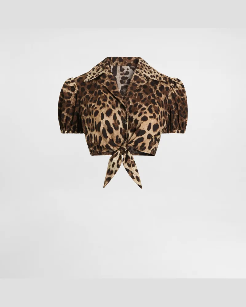 Dolce & Gabbana Hemd Aus Popeline Mit Leo-print - Frau Blusen Und Tops Animalprint Print