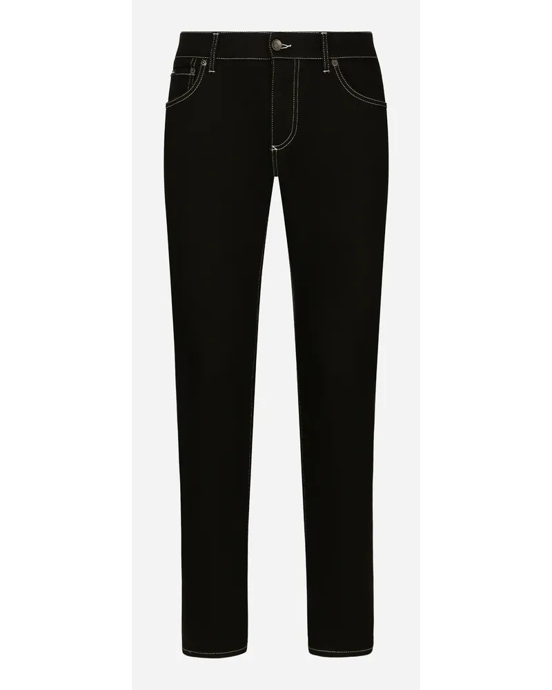 Dolce & Gabbana Jeans Slim aus schwarzem Stretchdenim Schwarz