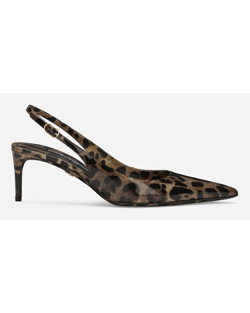 Dolce & Gabbana Slingback aus bedrucktem glänzendem Kalbsleder Animal-print