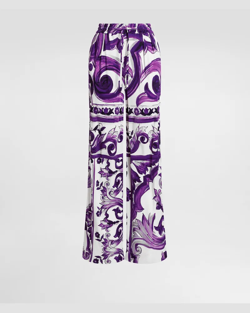Dolce & Gabbana Majolica-print Trousers - Frau Hosen Und Shorts Multicolor Viskose Multicolor