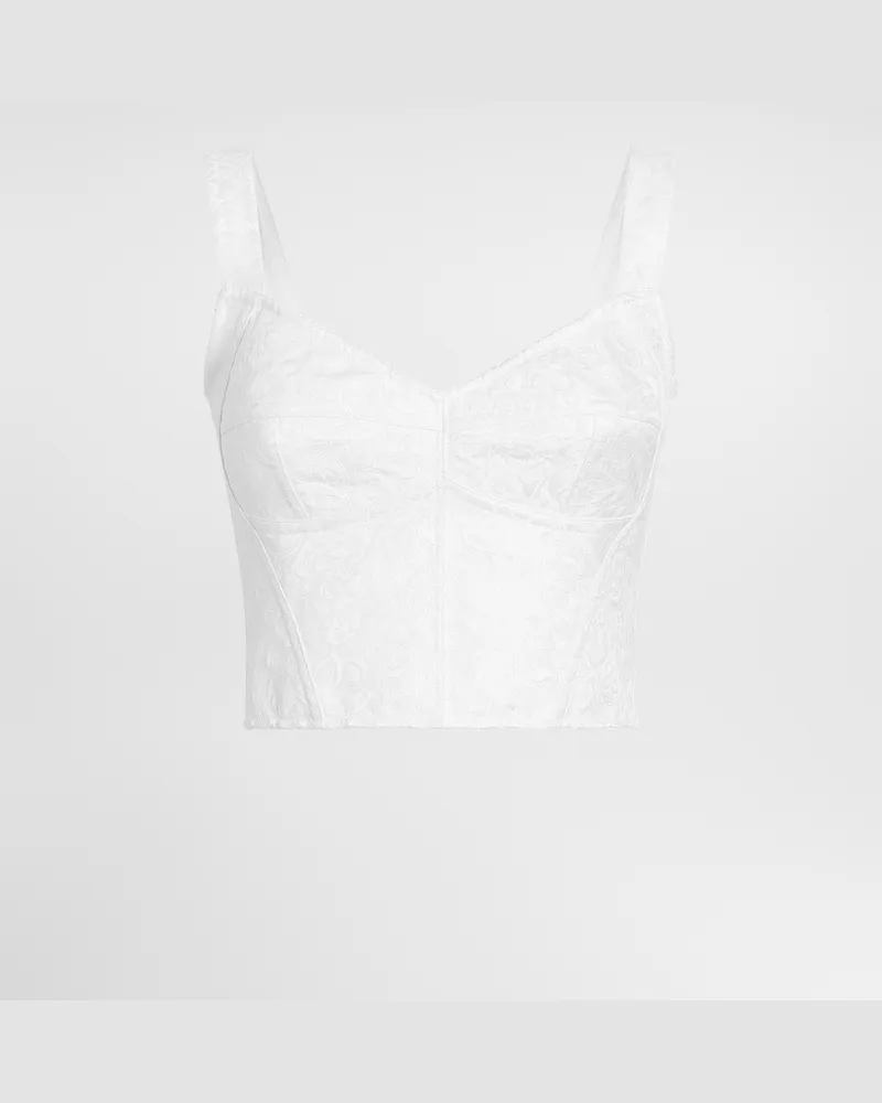 Dolce & Gabbana Bustier-top Aus Brokat - Frau Blusen Und Tops Wei Weiss