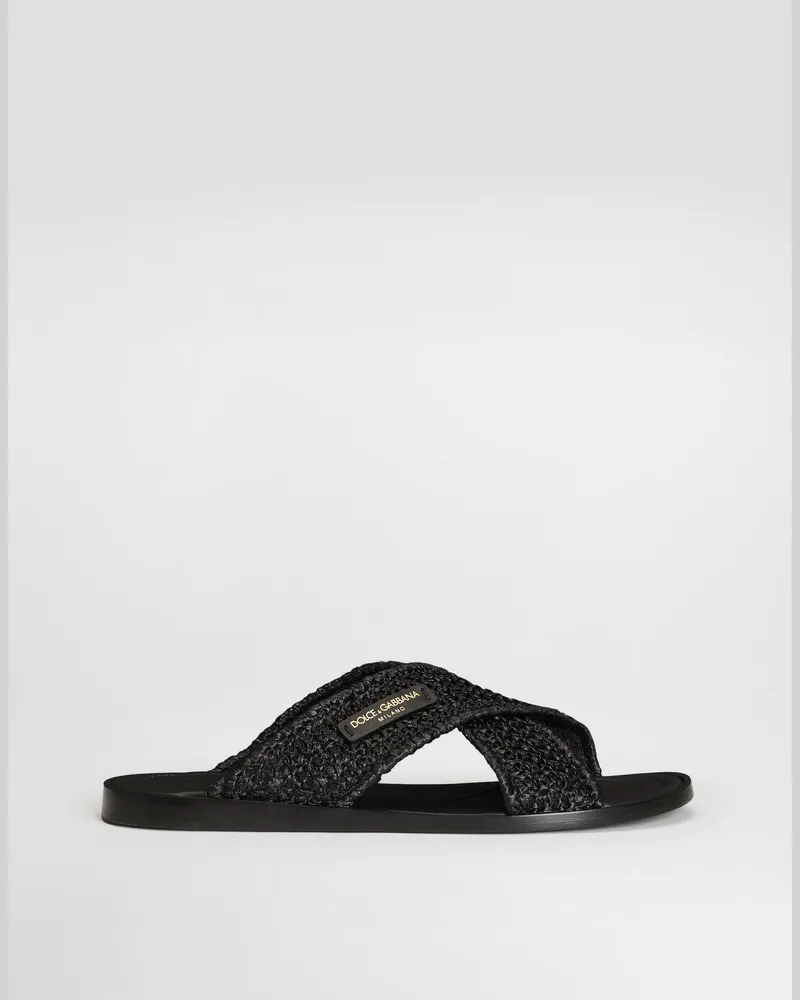 Dolce & Gabbana Sandalen Aus Raffia - Mann Sandalen Und Slides Schwarz Schwarz
