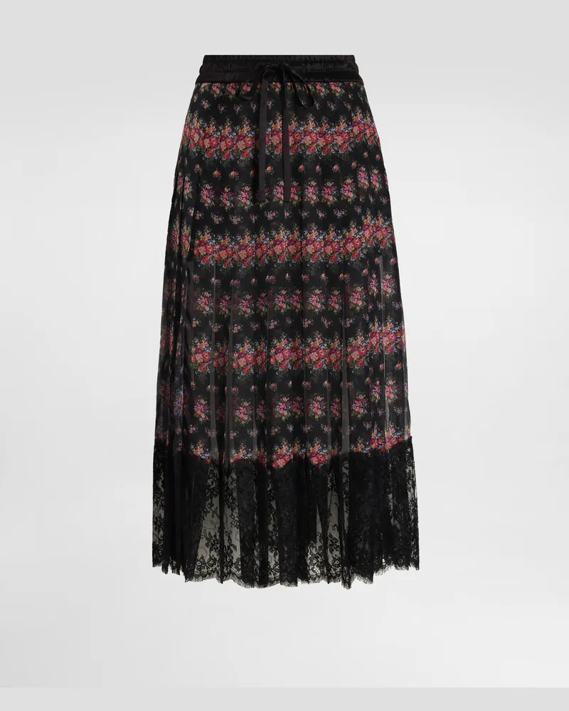 Dolce & Gabbana Plisseerock Aus Chiffon Mit Einem Print Mit Kleinen Blumensträußen - Frau Röcke Mehrfarbig Mehrfarbig