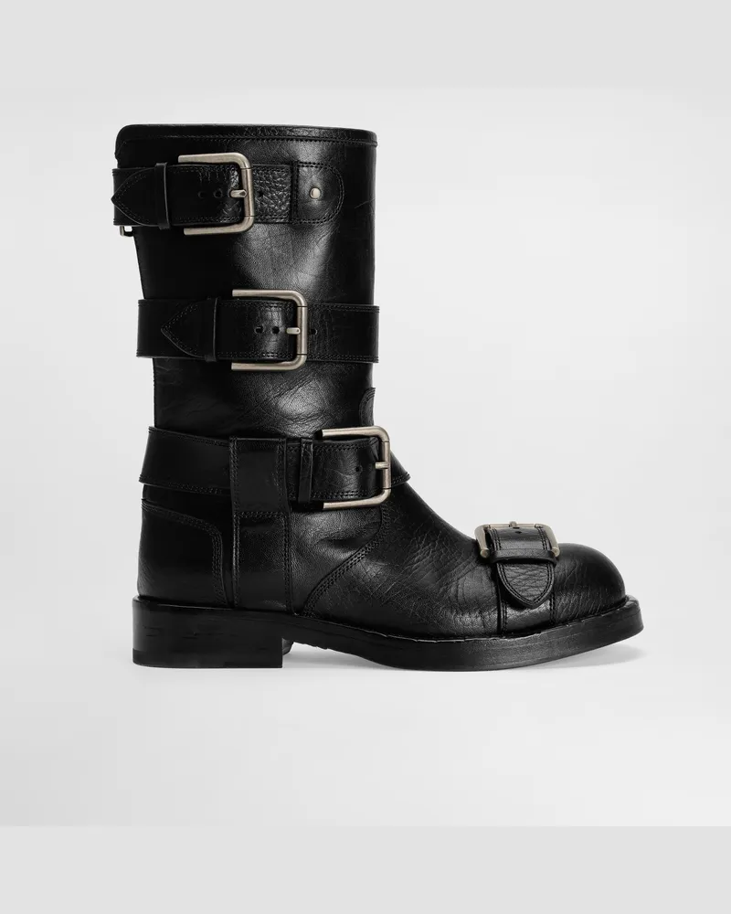 Dolce & Gabbana Leather Ankle Boots - Frau Stiefel Und Siefeletten Schwarz Black