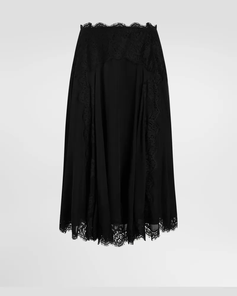Dolce & Gabbana Rock Aus Chiffon - Frau Röcke Schwarz Seide Schwarz