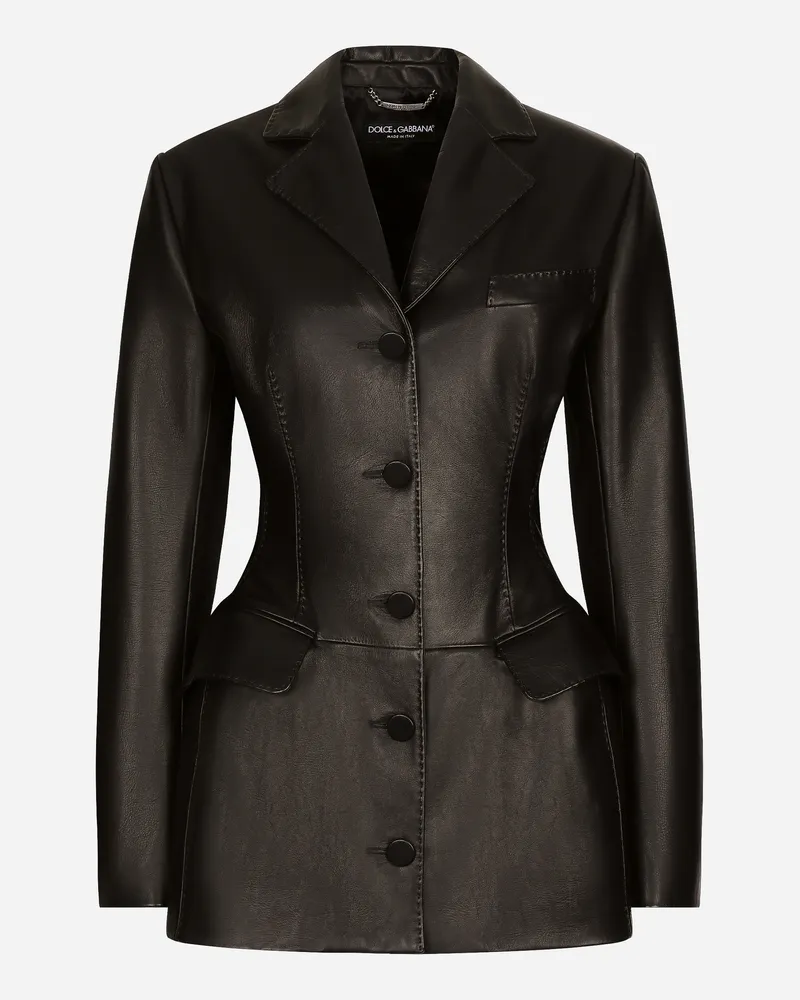 Dolce & Gabbana Turlington-jacke Aus Kalbsleder - Frau Blazer Schwarz Schwarz