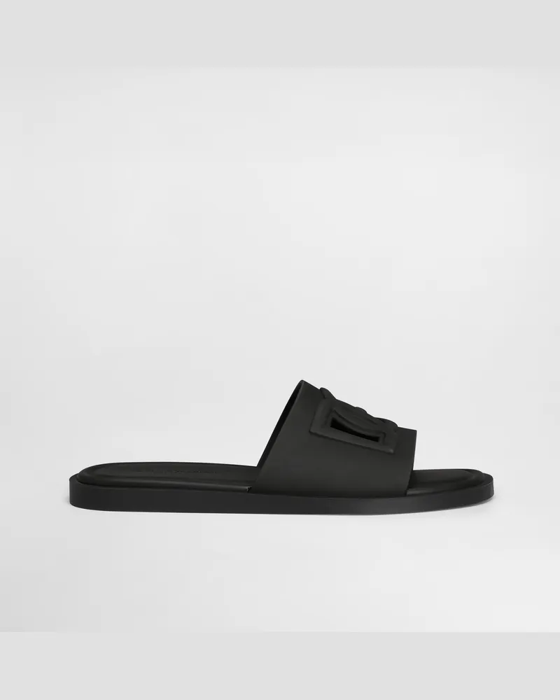 Dolce & Gabbana Badepantolette Aus Gummi - Mann Sandalen Und Slides Schwarz Gummi Schwarz