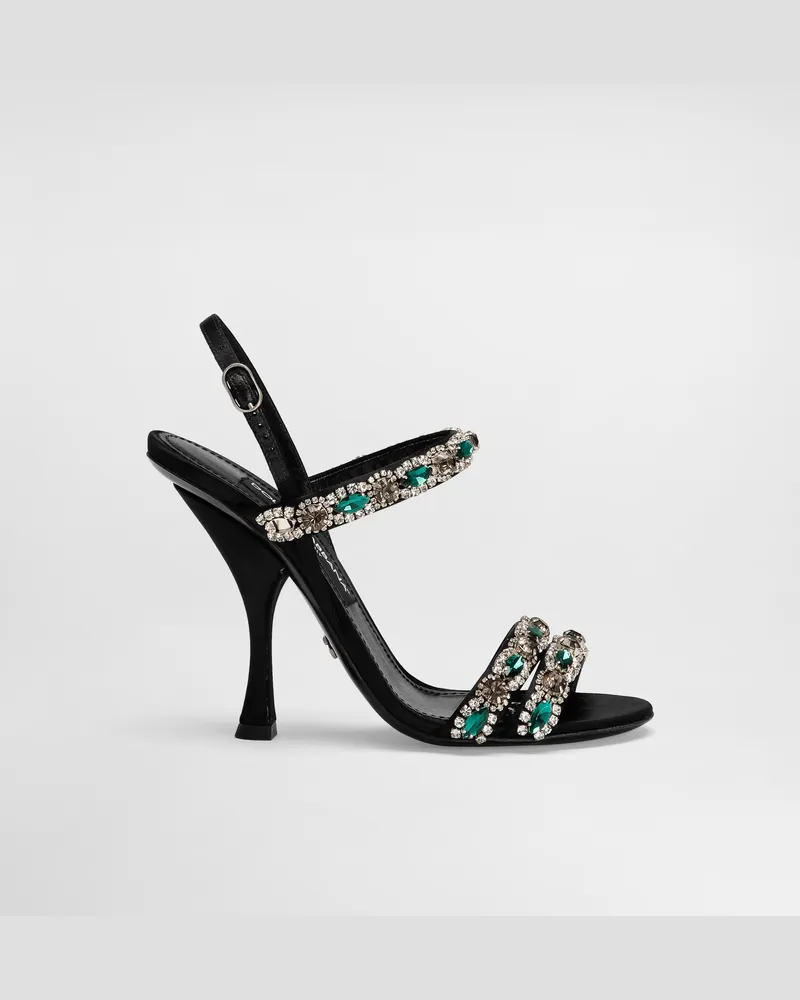 Dolce & Gabbana Sandals With Embroidery - Frau Sandalen Und Wedges Schwarz Black