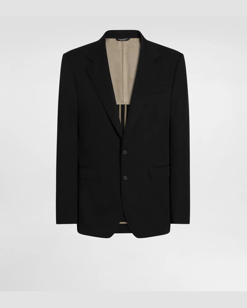Dolce & Gabbana Einreihiges Sakko Taormina Aus Technischer Wolle - Mann Anzüge Und Blazer Schwarz 