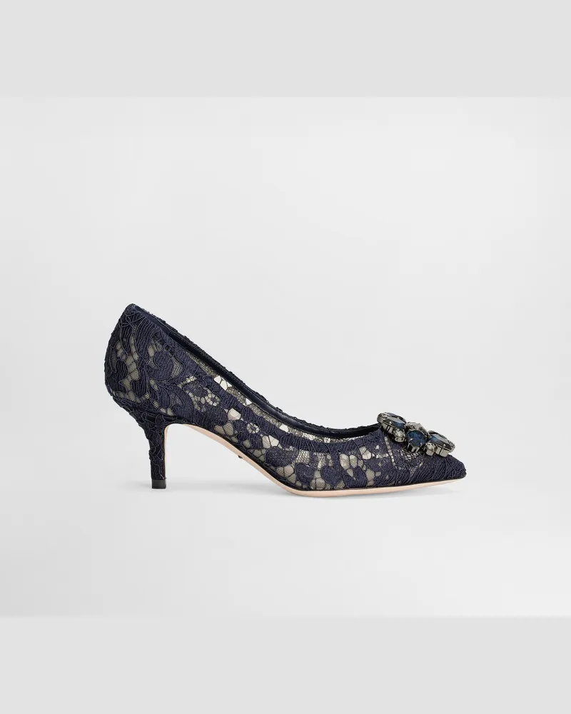 Dolce & Gabbana Pumps Rainbow Aus Spitze Mit Brosche - Frau Pumps Und Slingbacks Blau Spitze Blau
