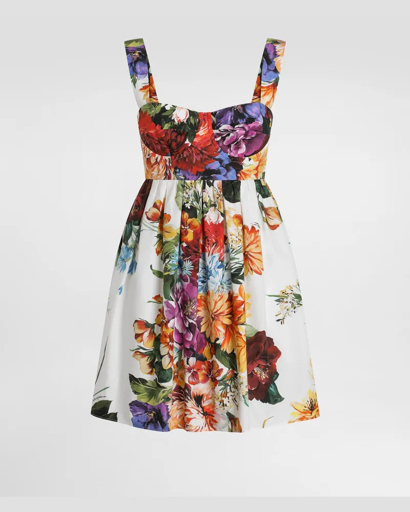 Dolce & Gabbana Kleid Aus Popeline Mit Bouquet-print - Frau Kleider Drucken Drucken