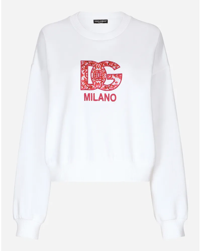 Dolce & Gabbana Sweatshirt aus Jersey mit DG-Patch Mehrfarbig