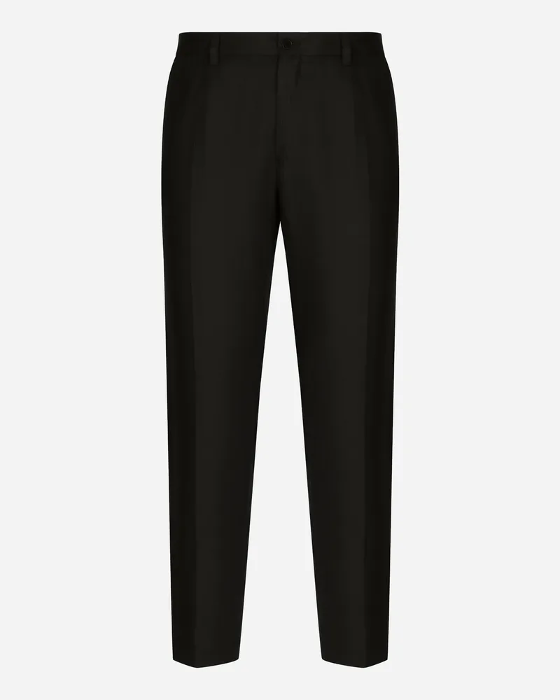 Dolce & Gabbana Hose Aus Leinen Logo-etikett - Mann Hosen Und Shorts Schwarz Leinen Schwarz