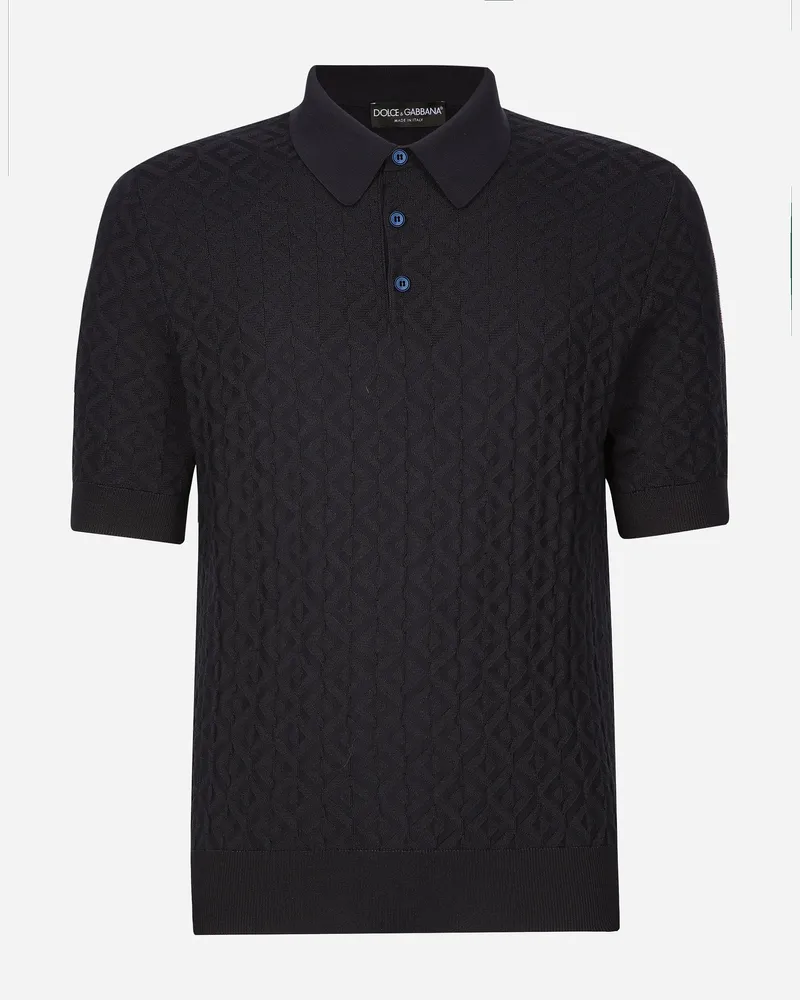 Dolce & Gabbana Poloshirt Aus Seide Mit Kurzem Arm - Mann Strickwaren Blau Blau
