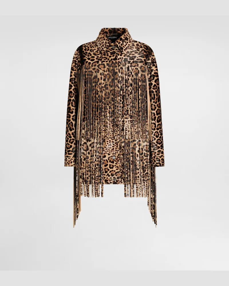 Dolce & Gabbana Leopard-print Fringed Jacket - Frau Mäntel Und Jacken Mehrfarbig Multicolor