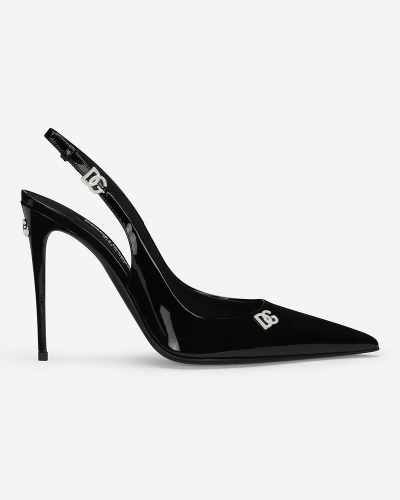 Dolce & Gabbana Slingback Aus Lackleder - Frau Pumps Und Slingbacks Schwarz Schwarz