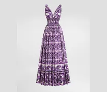 Majolica-print Poplin Dress - Frau Kleider Multicolor