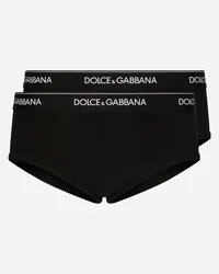 Dolce & Gabbana Zweierpack Slip Brando Baumwollstretch Schwarz