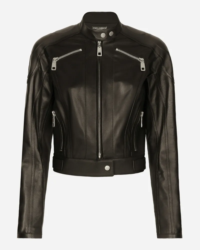 Dolce & Gabbana Bikerjacke Aus Nappaleder - Frau Mäntel Und Jacken Schwarz Leder Schwarz