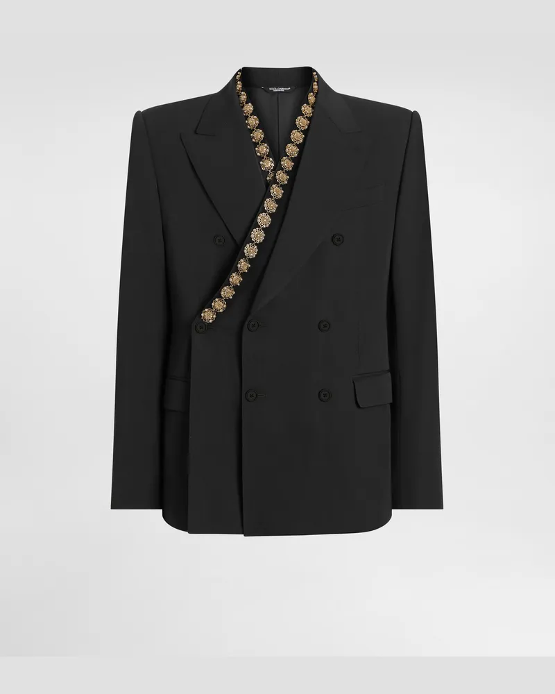 Dolce & Gabbana Double-breasted Sicilia Bistrecht Wool Canvas Jacket - Mann Anzüge Und Blazer Grey Wolle Grey